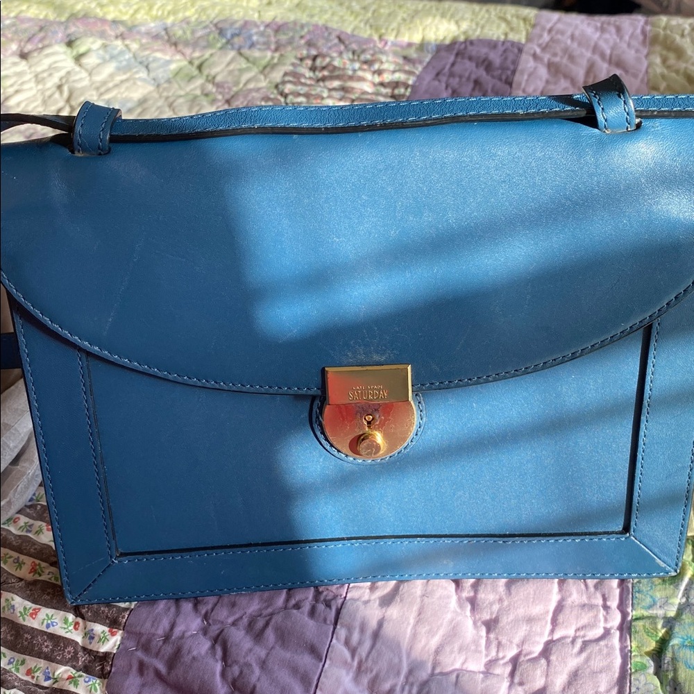 kate spade Teal Blue Leather Crossbody with Gold Hardware